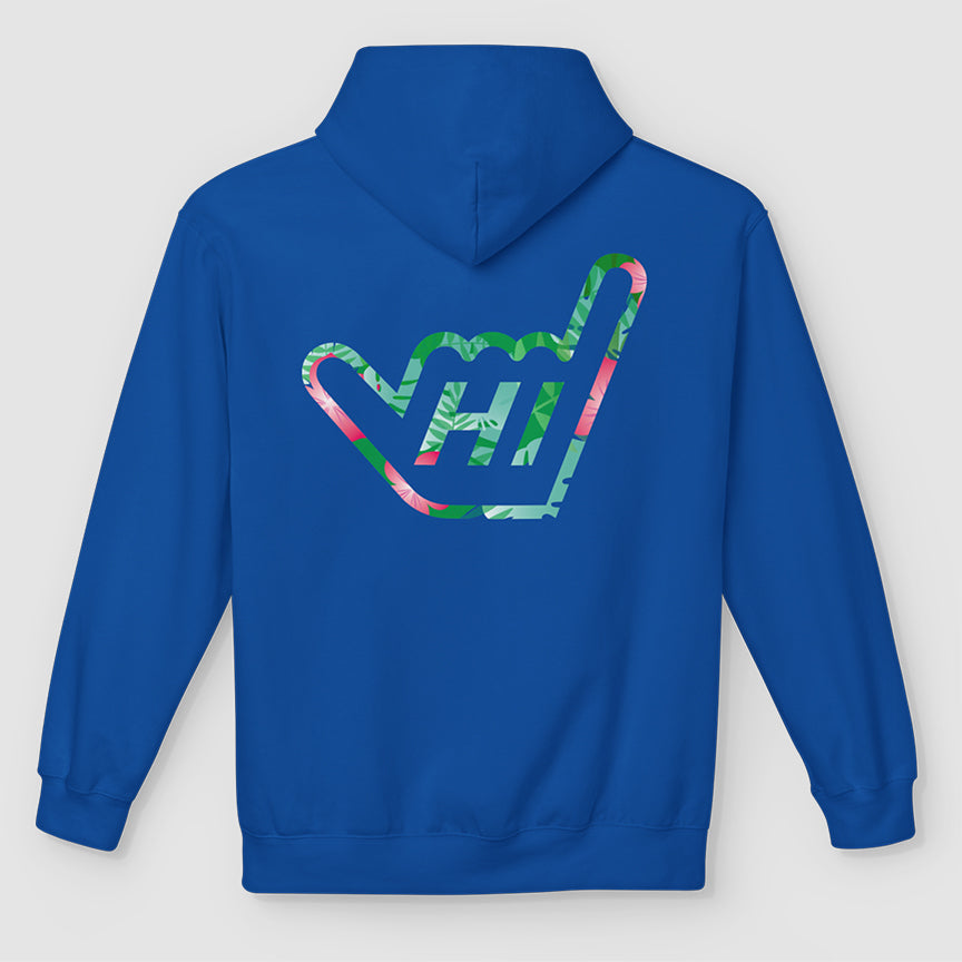 Hawaii HI Shaka Floral Hand Unisex Midweight Soft Fleece Hoodie