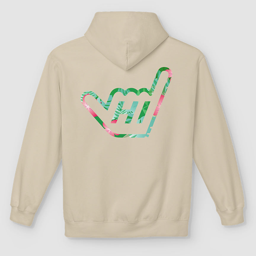 Hawaii HI Shaka Floral Hand Unisex Midweight Soft Fleece Hoodie