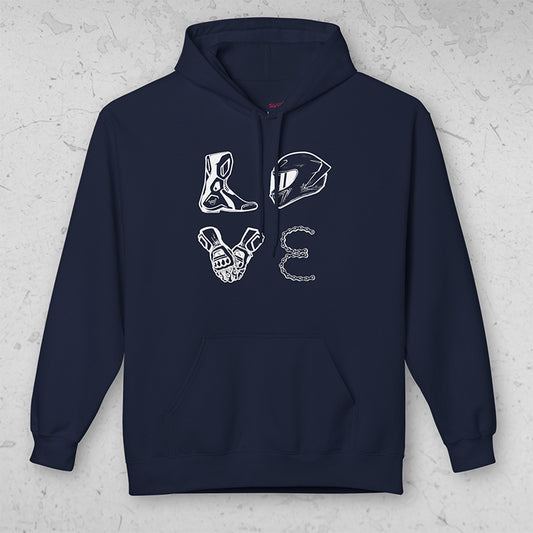 LOVE Moto Racing Pullover Midweight Soft Fleece Sweatshirt Hoodie