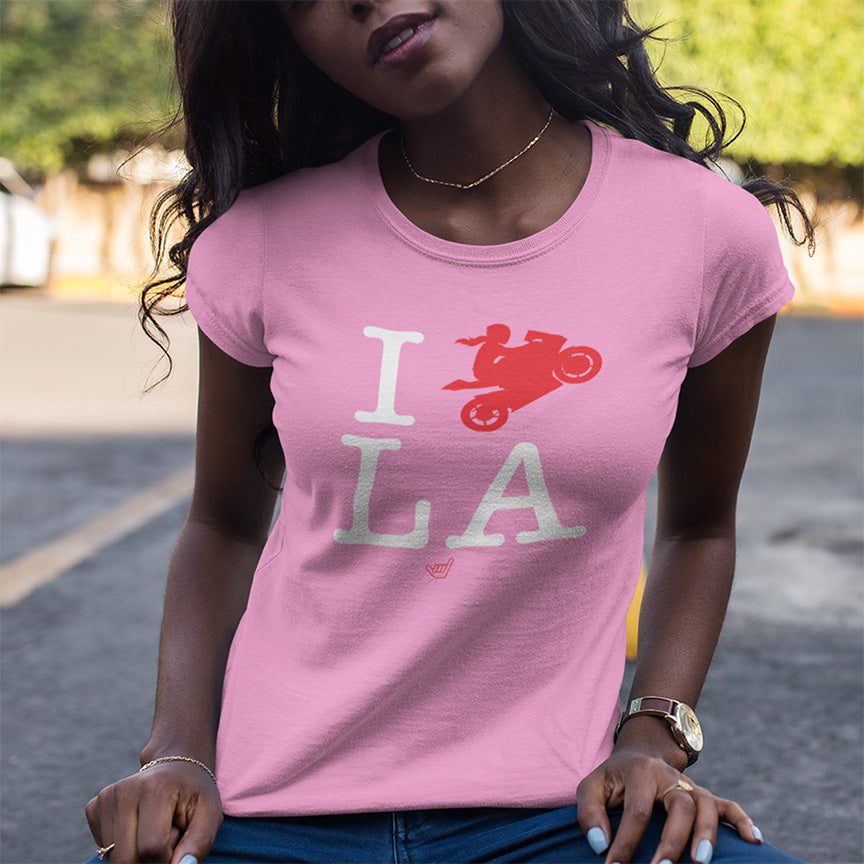 Womens Ride LA (I Love Los Angeles) Motorcycle Girl Rider t-shirt
