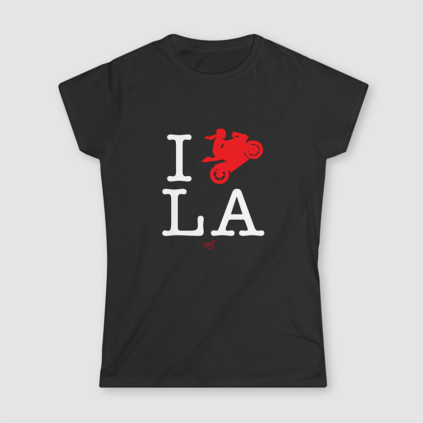 Womens Ride LA (I Love Los Angeles) Motorcycle Girl Rider t-shirt