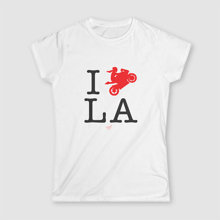 Womens Ride LA (I Love Los Angeles) Motorcycle Girl Rider t-shirt
