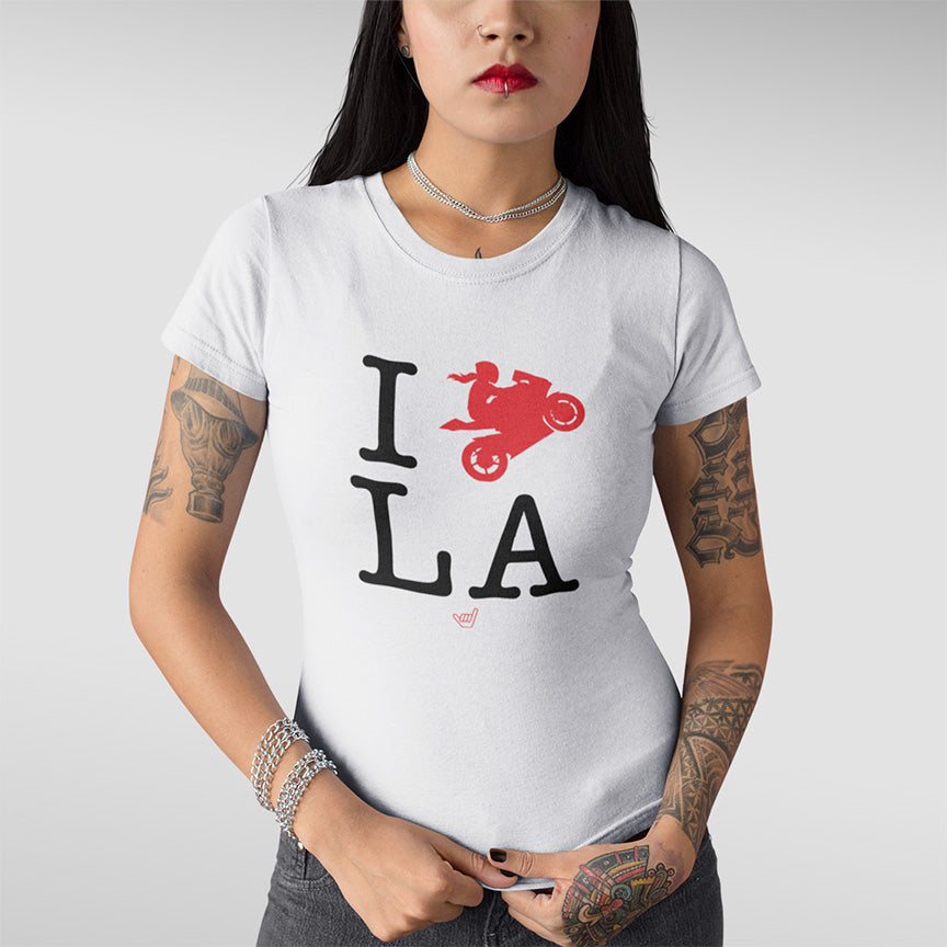 Womens Ride LA (I Love Los Angeles) Motorcycle Girl Rider t-shirt
