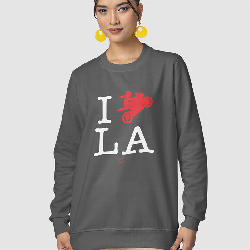 Ride LA (I Love Los Angeles) Motorcycle Girl Rider Unisex Fit Sweatshirt