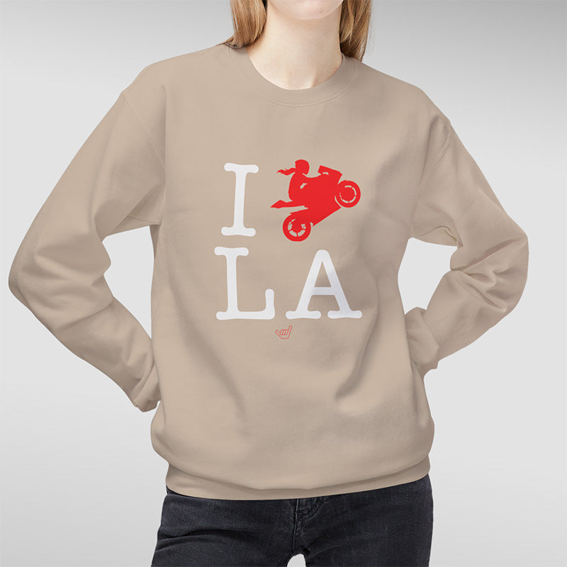 Ride LA (I Love Los Angeles) Motorcycle Girl Rider Unisex Fit Sweatshirt