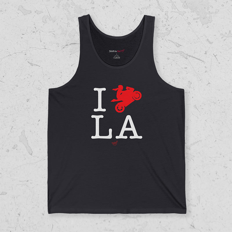 Ride LA (I Love Los Angeles) Motorcycle Girl Rider Jersey Tank Top