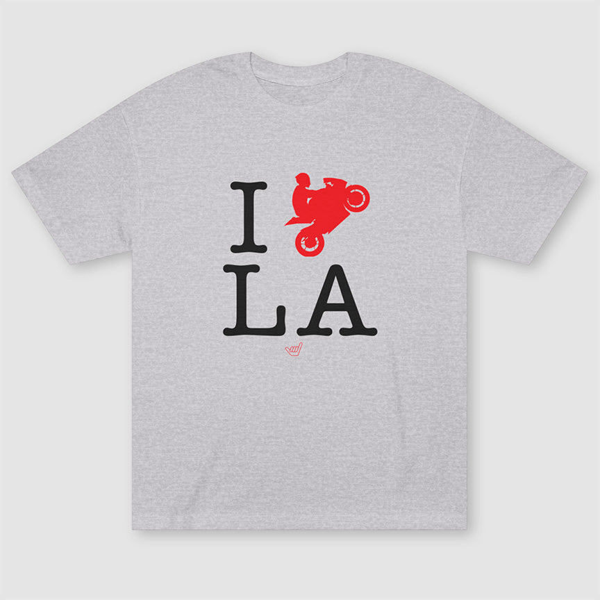 Ride LA 'I Love LA' Motorcycle Rider Unisex Relaxed Fit Heavyweight T-Shirt