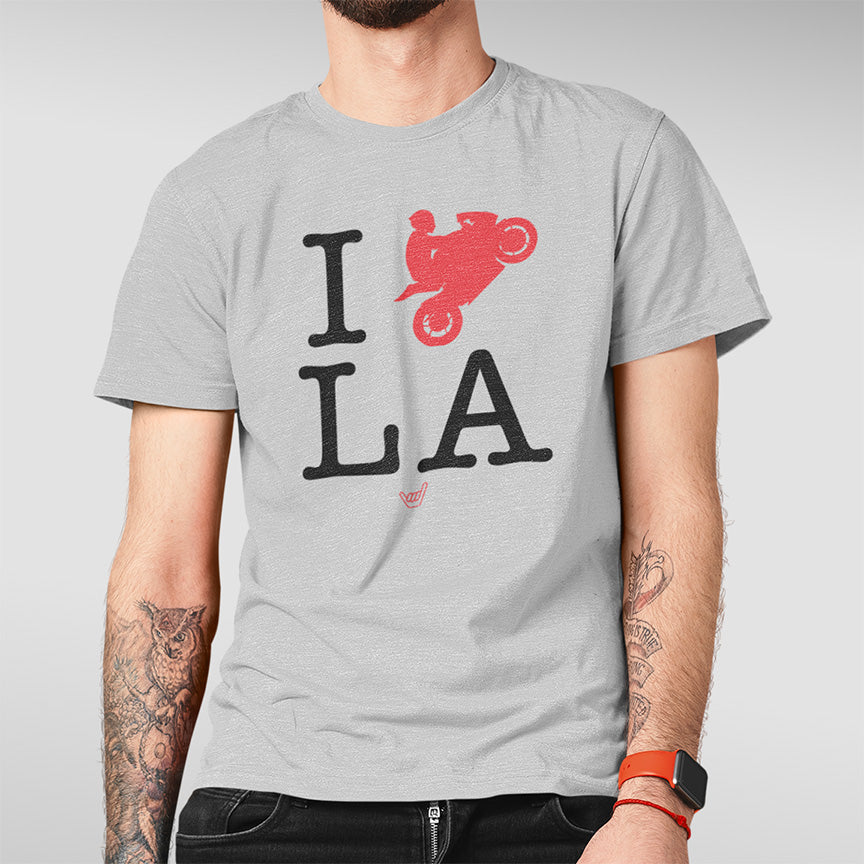 Ride LA 'I Love LA' Motorcycle Rider Unisex Relaxed Fit Heavyweight T-Shirt