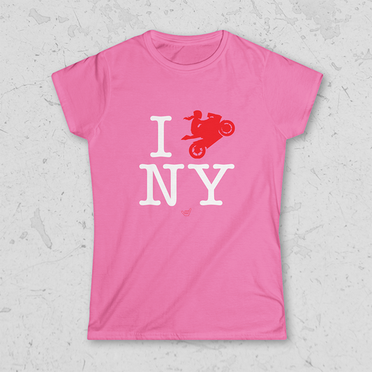 Womens Ride NY (I Love New York) Girl Motorcycle Rider t-shirt