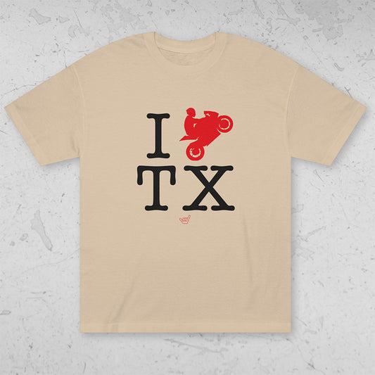 Ride TX (I Love Texas) Motorcycle Rider Unisex Heavyweight Tee