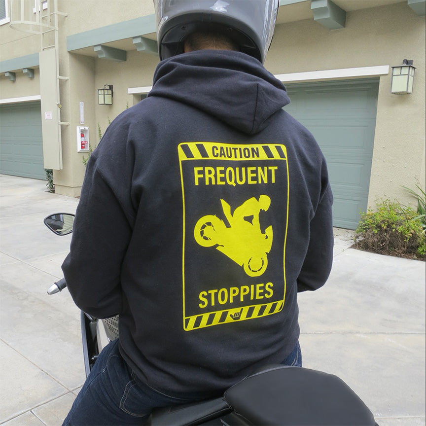CAUTION: FREQUENT STOPPIES Sign Midweight Soft Fleece Hoodie Sweatshirt