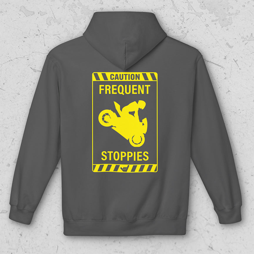 CAUTION: FREQUENT STOPPIES Sign Midweight Soft Fleece Hoodie Sweatshirt