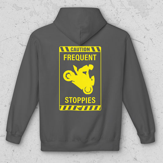 CAUTION: FREQUENT STOPPIES Sign Midweight Soft Fleece Hoodie Sweatshirt