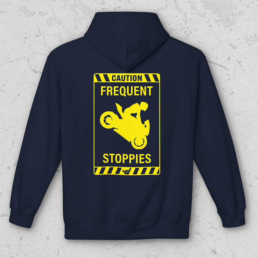CAUTION: FREQUENT STOPPIES Sign Midweight Soft Fleece Hoodie Sweatshirt