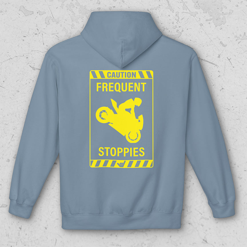 CAUTION: FREQUENT STOPPIES Sign Midweight Soft Fleece Hoodie Sweatshirt